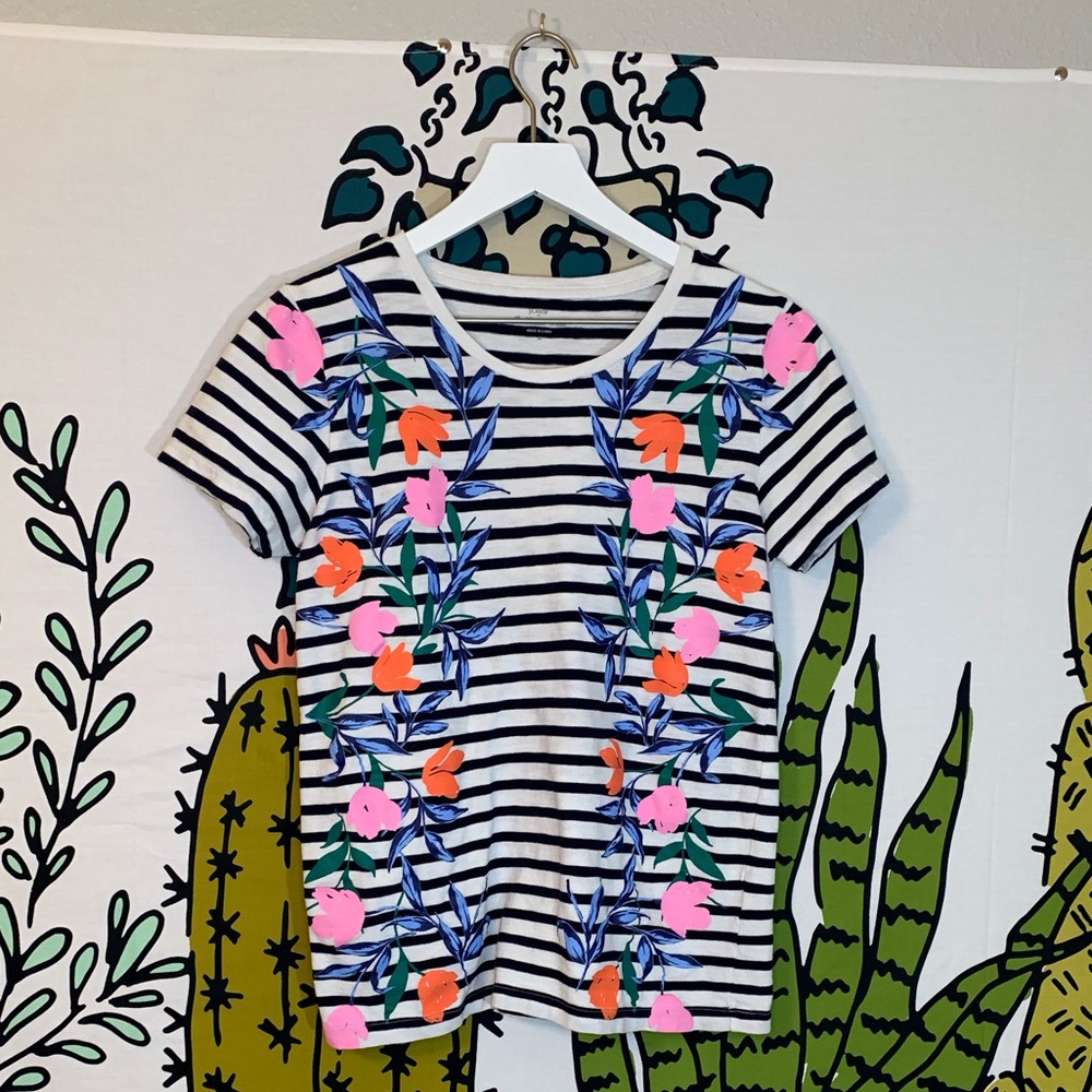 J. Crew Floral Stripe Tee